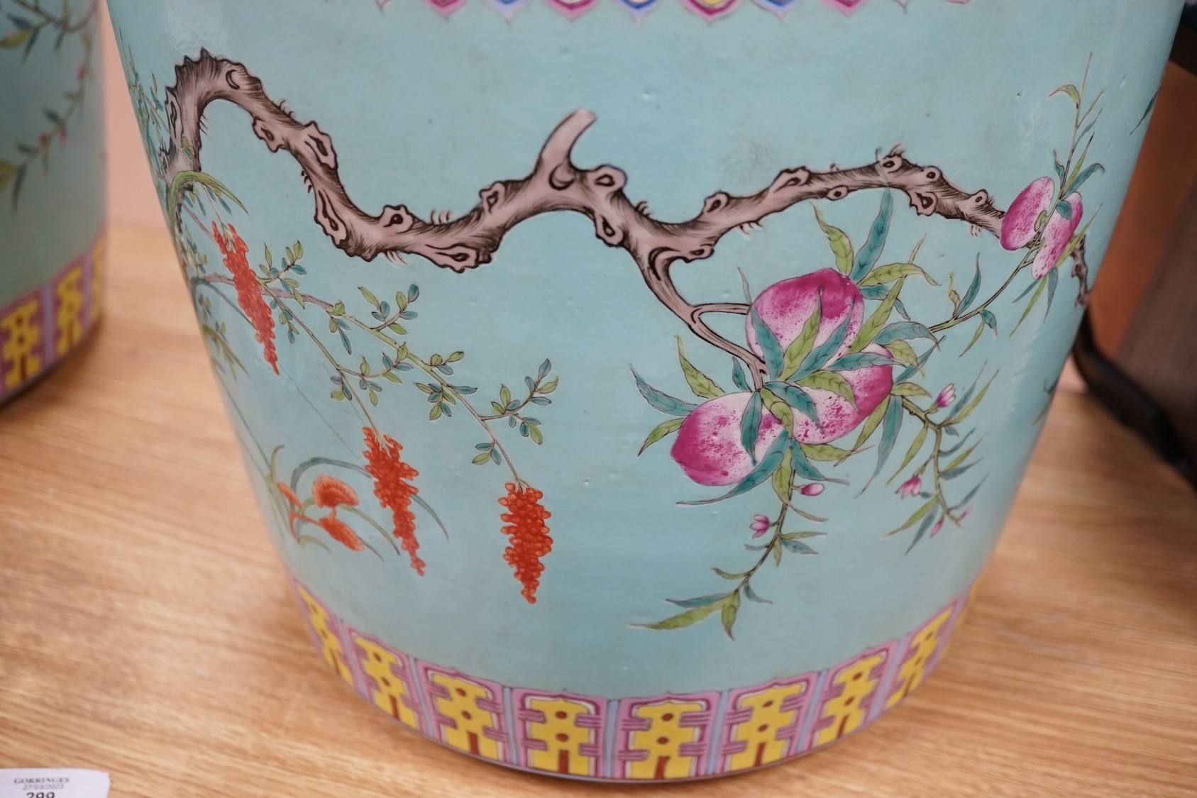 A pair of large Chinese enamelled porcelain planters, 34cm